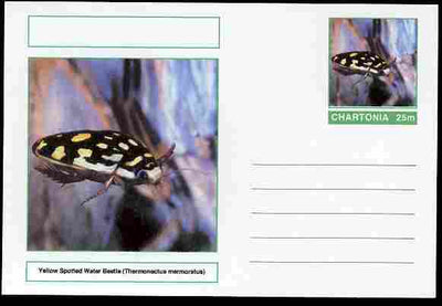 Chartonia (Fantasy) Insects - Yellow Spotted Water Beetle (Thermonectus marmoratus) postal stationery card unused and fine