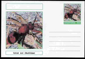 Chartonia (Fantasy) Insects - Velvet Ant (Mutillidae) postal stationery card unused and fine