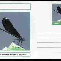 Chartonia (Fantasy) Insects - Ebony Jewelwing (Calopteryx maculata) postal stationery card unused and fine