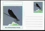 Chartonia (Fantasy) Insects - Ebony Jewelwing (Calopteryx maculata) postal stationery card unused and fine
