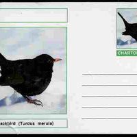 Chartonia (Fantasy) Birds - Blackbird (Turdus merula) postal stationery card unused and fine