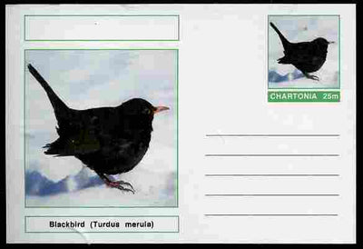 Chartonia (Fantasy) Birds - Blackbird (Turdus merula) postal stationery card unused and fine