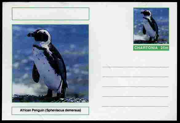 Chartonia (Fantasy) Birds - African Penguin (Spheniscus demersus) postal stationery card unused and fine