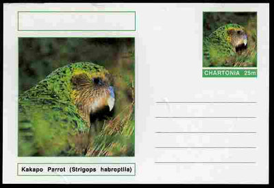Chartonia (Fantasy) Birds - Kakapo Parrot (Strigops habroptila) postal stationery card unused and fine