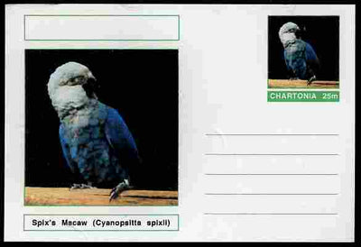 Chartonia (Fantasy) Birds - Spix’s Macaw (Cyanopsitta spixii) postal stationery card unused and fine