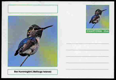 Chartonia (Fantasy) Birds - Bee Hummingbird (Mellisuga helenae) postal stationery card unused and fine