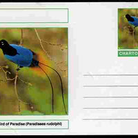 Chartonia (Fantasy) Birds - Blue Bird of Paradise (Paradisaea rudolphi) postal stationery card unused and fine