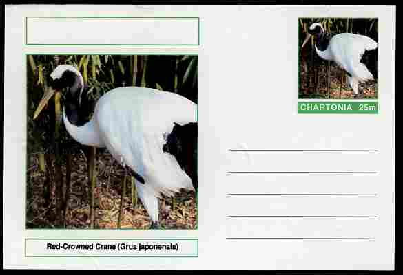 Chartonia (Fantasy) Birds - Red-Crowned Crane (Grus japonensis) postal stationery card unused and fine