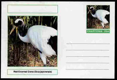 Chartonia (Fantasy) Birds - Red-Crowned Crane (Grus japonensis) postal stationery card unused and fine