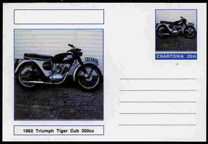 Chartonia (Fantasy) Motorcycles - 1962 Triumph Tiger Cub postal stationery card unused and fine