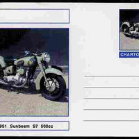 Chartonia (Fantasy) Motorcycles - 1951 Sunbeam S7 postal stationery card unused and fine
