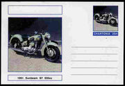 Chartonia (Fantasy) Motorcycles - 1951 Sunbeam S7 postal stationery card unused and fine