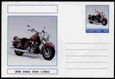 Chartonia (Fantasy) Motorcycles - 2009 Indian Chief postal stationery card unused and fine