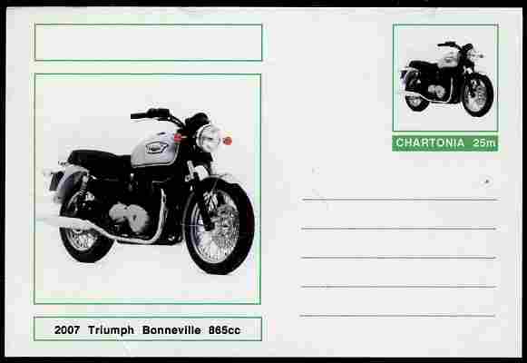 Chartonia (Fantasy) Motorcycles - 2007 Triumph Bonneville postal stationery card unused and fine