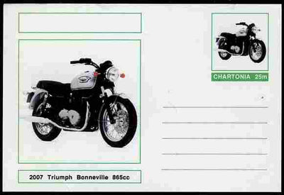 Chartonia (Fantasy) Motorcycles - 2007 Triumph Bonneville postal stationery card unused and fine