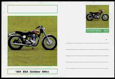 Chartonia (Fantasy) Motorcycles - 1954 BSA Goldstar postal stationery card unused and fine