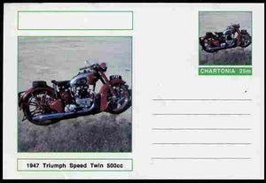 Chartonia (Fantasy) Motorcycles - 1959 Triumph Speed Twin postal stationery card unused and fine