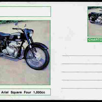 Chartonia (Fantasy) Motorcycles - 1957 Ariel Square Four postal stationery card unused and fine