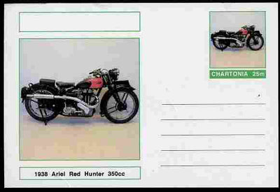 Chartonia (Fantasy) Motorcycles - 1938 Ariel Red Hunter postal stationery card unused and fine