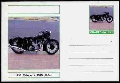 Chartonia (Fantasy) Motorcycles - 1936 Velocette MSS postal stationery card unused and fine