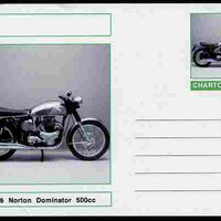 Chartonia (Fantasy) Motorcycles - 1956 Norton Dominator postal stationery card unused and fine