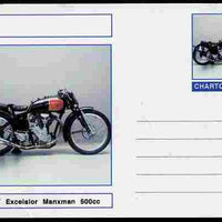 Chartonia (Fantasy) Motorcycles - 1937 Excelsior Manxman postal stationery card unused and fine