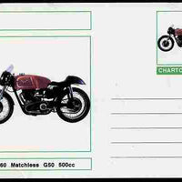 Chartonia (Fantasy) Motorcycles - 1960 Matchless G50 postal stationery card unused and fine
