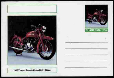 Chartonia (Fantasy) Motorcycles - 1952 Vincent Rapide postal stationery card unused and fine