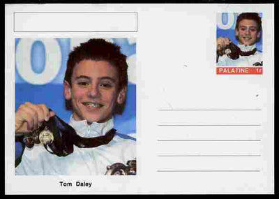 Palatine (Fantasy) Personalities - Tom Daley (diving) postal stationery card unused and fine