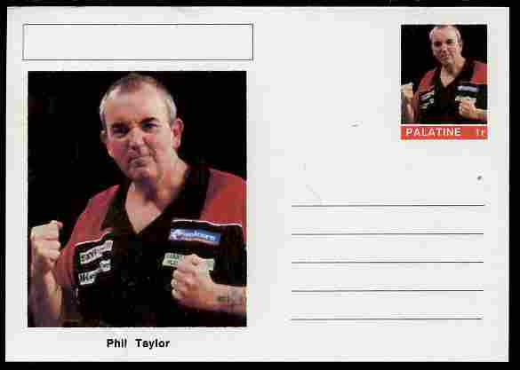 Palatine (Fantasy) Personalities - Phil Taylor (darts) postal stationery card unused and fine