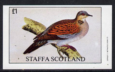 Staffa 1982 Pigeons #03 imperf souvenir sheet (£1 value) unmounted mint