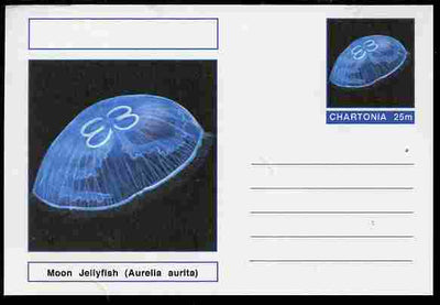 Chartonia (Fantasy) Marine Life - Moon Jellyfish (Aurelia aurita) postal stationery card unused and fine