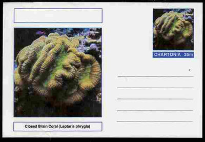Chartonia (Fantasy) Coral - Closed Brain Coral (Leptoria phrygia) postal stationery card unused and fine