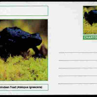 Chartonia (Fantasy) Amphibians - Black Andean Toad (Atelopus ignescens) postal stationery card unused and fine