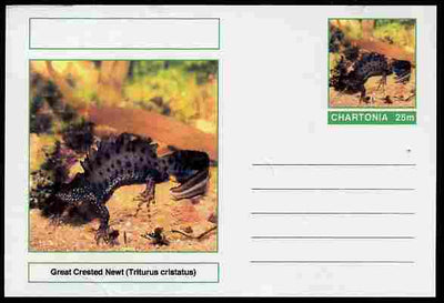 Chartonia (Fantasy) Amphibians - Great Crested Newt (Triturus cristatus) postal stationery card unused and fine