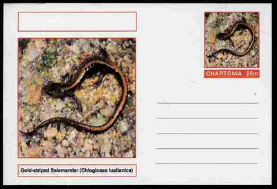 Chartonia (Fantasy) Amphibians - Gold-striped Salamander (Chioglossa lusitanica) postal stationery card unused and fine