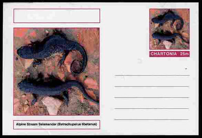 Chartonia (Fantasy) Amphibians - Alpine Stream Salamander (Batrachuperus tibetanus) postal stationery card unused and fine