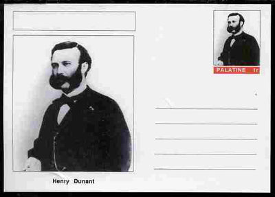 Palatine (Fantasy) Personalities - Henry Dunant (Red Cross) postal stationery card unused and fine
