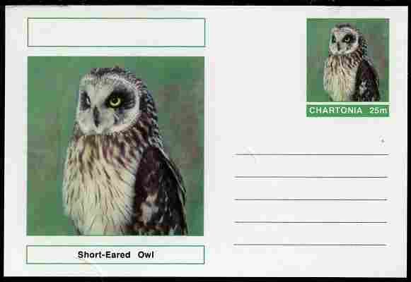 Chartonia (Fantasy) Birds - Short-Eared Owl (Asio flammeus) postal stationery card unused and fine