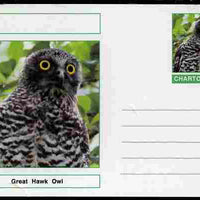 Chartonia (Fantasy) Birds - Great Hawk Owl (Ninox strenua) postal stationery card unused and fine
