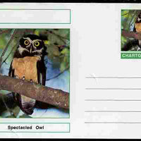 Chartonia (Fantasy) Birds - Spectacled Owl (Pulsatrix perspicillata) postal stationery card unused and fine