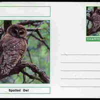 Chartonia (Fantasy) Birds - Spotted Owl (Strix occidentalis) postal stationery card unused and fine