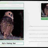 Chartonia (Fantasy) Birds - Pel's Fishing Owl (Scotopelia peli) postal stationery card unused and fine