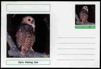 Chartonia (Fantasy) Birds - Pel's Fishing Owl (Scotopelia peli) postal stationery card unused and fine