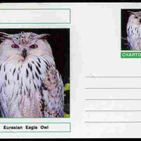 Chartonia (Fantasy) Birds - Eurasian Eagle Owl (Bubo bubo) postal stationery card unused and fine
