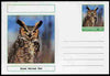 Chartonia (Fantasy) Birds - Great Horned Owl (Bubo virginianus) postal stationery card unused and fine