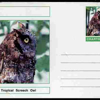 Chartonia (Fantasy) Birds - Tropical Screech Owl (Megascops choliba) postal stationery card unused and fine