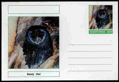 Chartonia (Fantasy) Birds - Sooty Owl (Tyto tenebricosa) postal stationery card unused and fine
