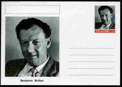 Palatine (Fantasy) Personalities - Benjamin Britten (composer) postal stationery card unused and fine