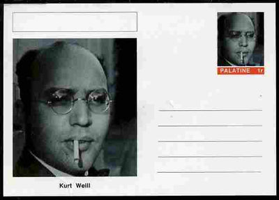 Palatine (Fantasy) Personalities - Kurt Weill (composer) postal stationery card unused and fine